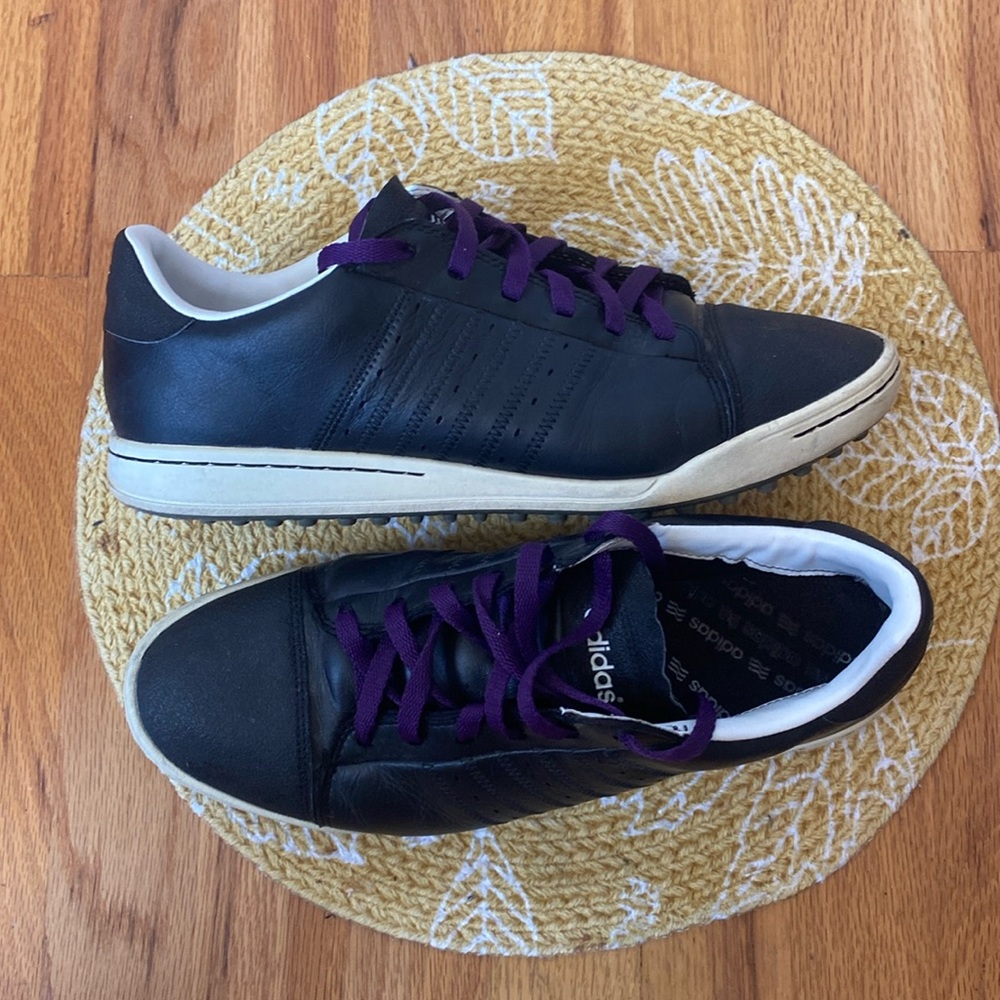Adidas Mens AdiCross Spikeless Golf Shoes Size‎ 9.5 Black Leather Lace Up 816458